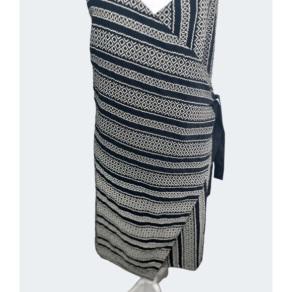Venus Black & White Geometric Print Sleeveless Wrap Dress Beach Cover-up Medium - Picture 15 of 15